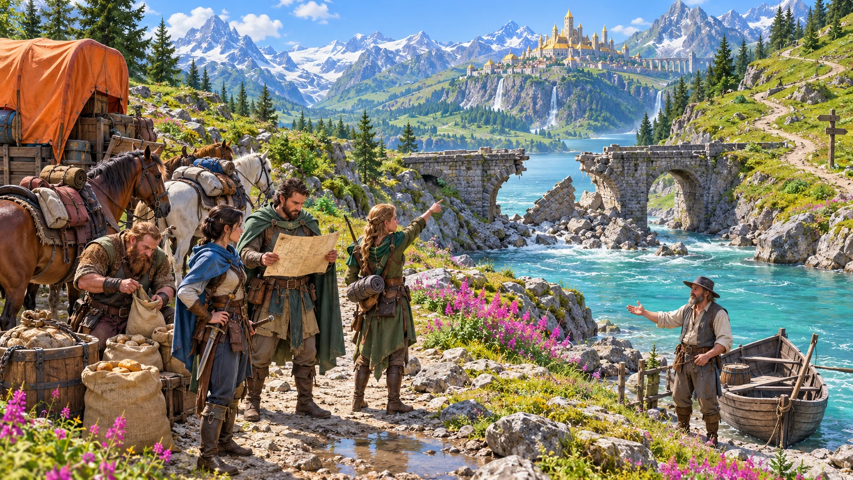 Illustration of one interruption on a party journey